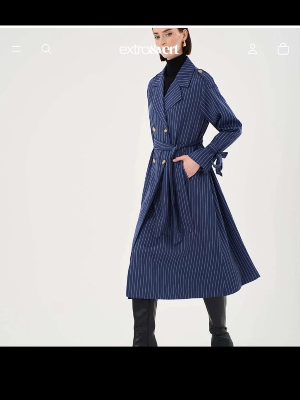 Extro&Vert Oversized Pinstripe Trench Coat In Navy Size Uk 6 Fits Up To A Large — image 6 of 8